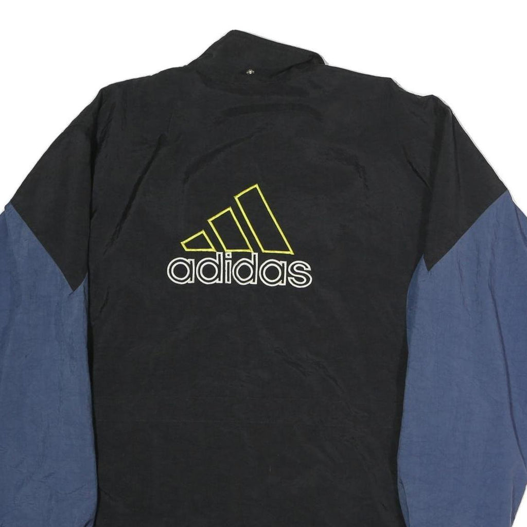 ADIDAS Mens Black & Blue Colourblock Track Jacket M Polyester Woven Zip Stand-Up