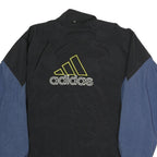 ADIDAS Mens Black & Blue Colourblock Track Jacket M Polyester Woven Zip Stand-Up