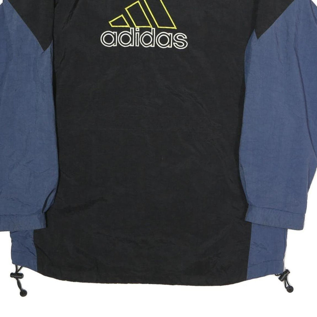 ADIDAS Mens Black & Blue Colourblock Track Jacket M Polyester Woven Zip Stand-Up