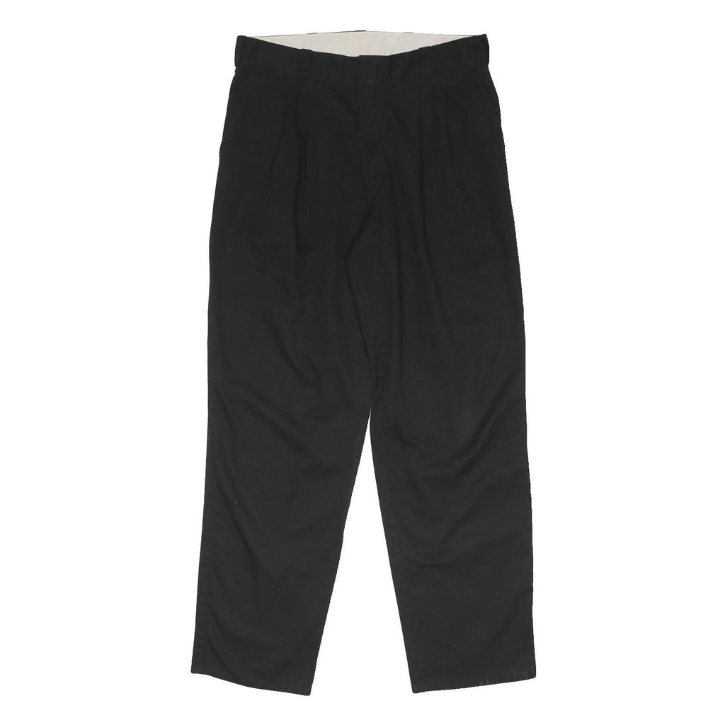 DICKIES Mens Cotton Blend Black Regular Fit Trousers W36 L32 Workwear
