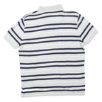 TOMMY HILFIGER Mens Grey & Navy Striped Short Sleeve Polo Shirt M Cotton Blend