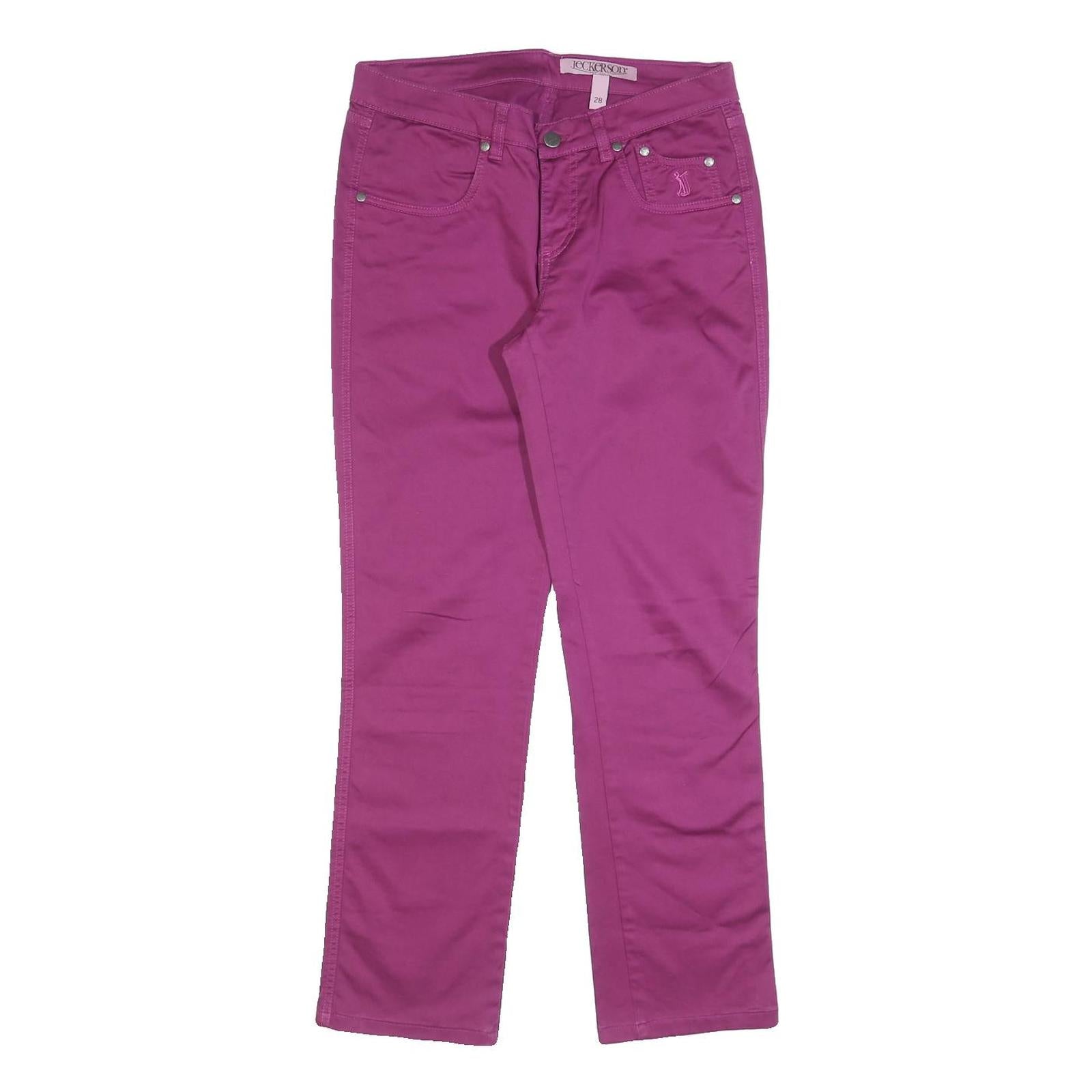 JECKERSON Womens Cotton Blend Purple Slim Straight Trousers W28 L28 Stylish