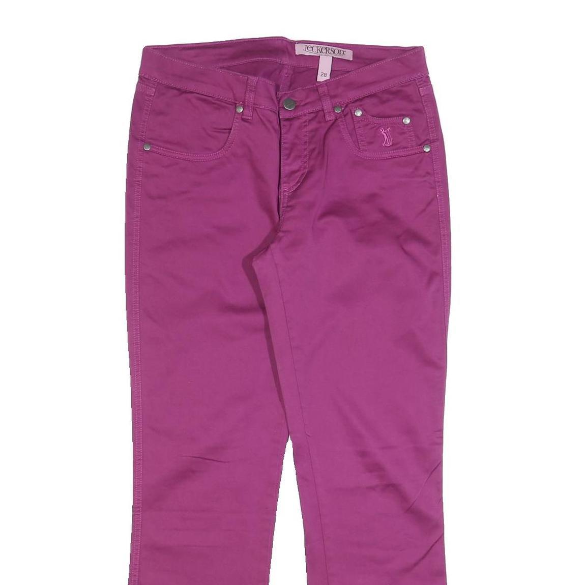 JECKERSON Womens Cotton Blend Purple Slim Straight Trousers W28 L28 Stylish