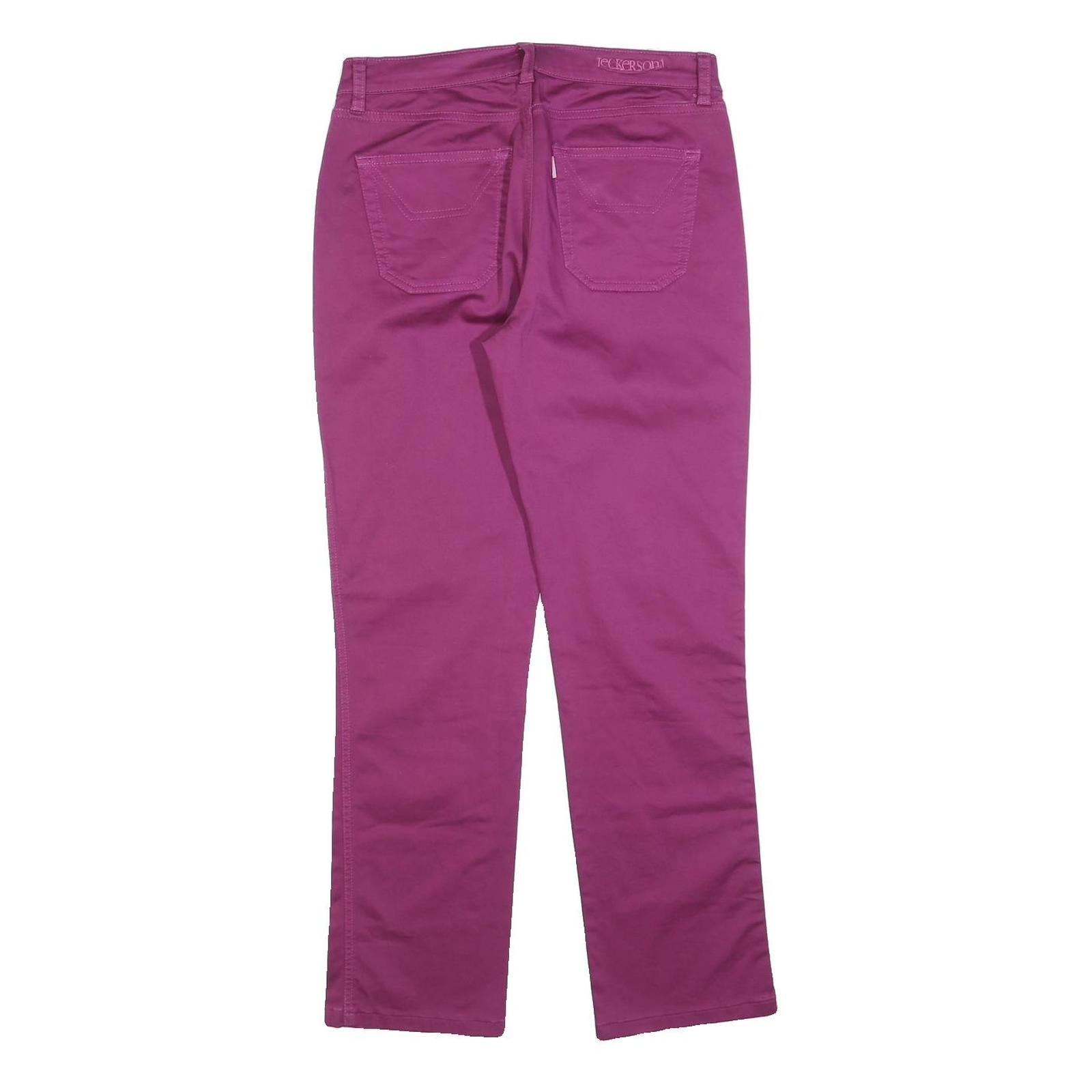JECKERSON Womens Cotton Blend Purple Slim Straight Trousers W28 L28 Stylish