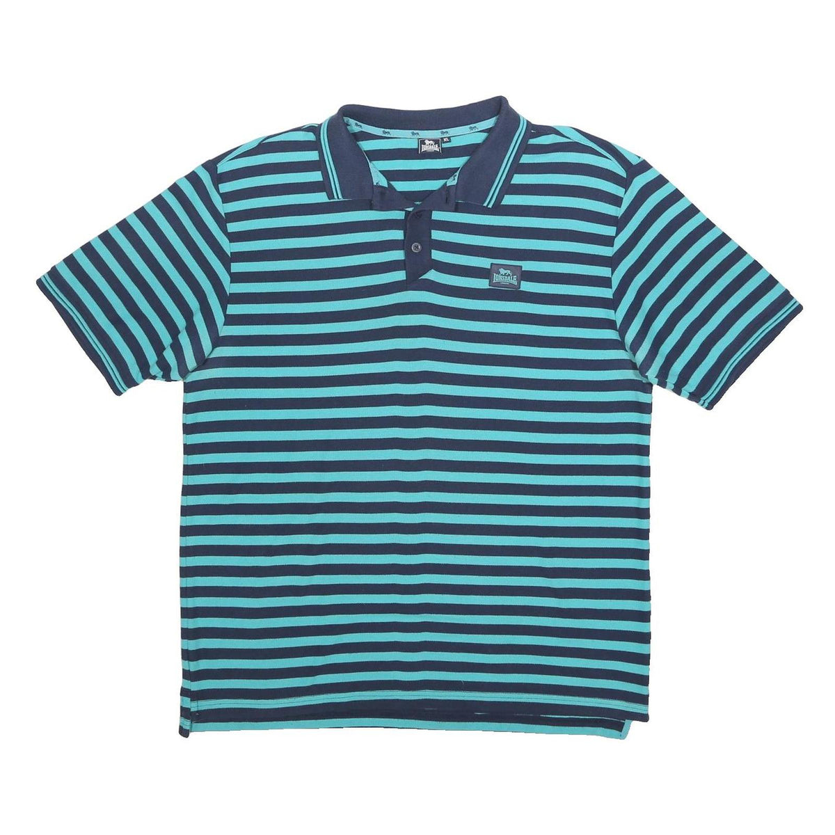 LONSDALE Mens Blue & Navy Stripe Short Sleeve Polo Shirt XL Cotton Blend