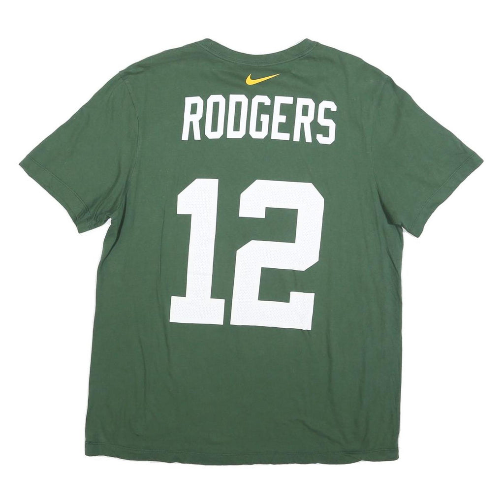 NIKE Mens Green Green Bay Packers Rodgers Graphic T-Shirt L Short Sleeve Crew