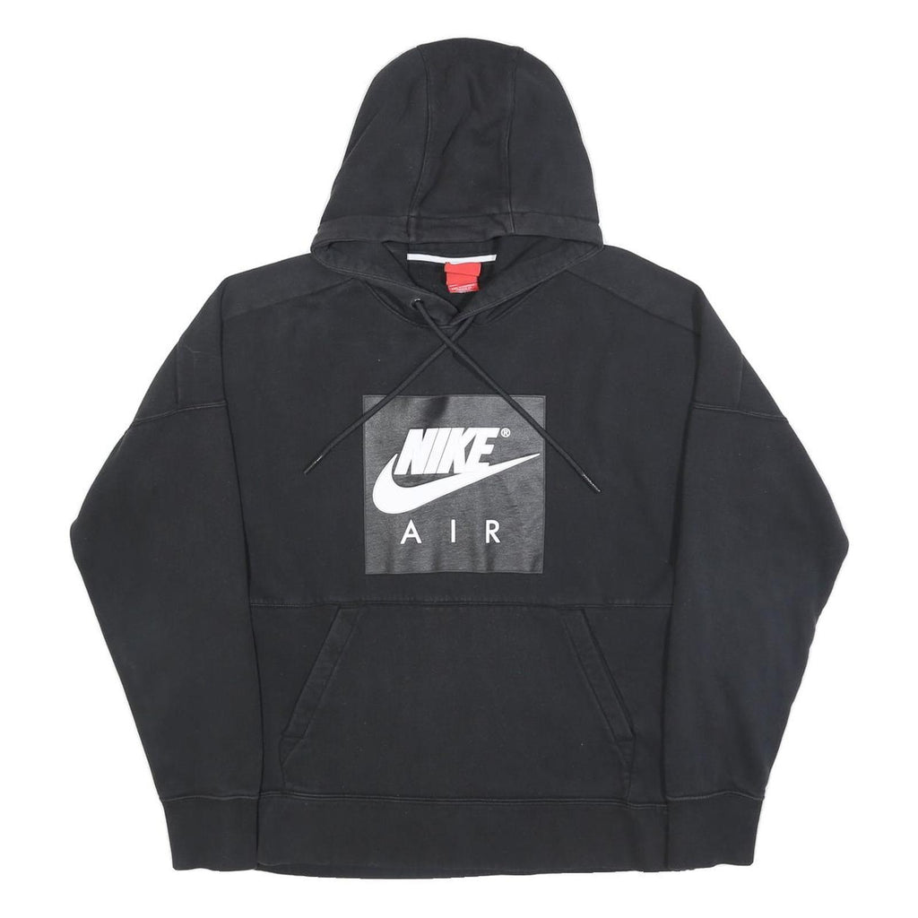 NIKE Womens Black Cotton Blend Hoodie S Nike Air Logo Pullover Hoodie