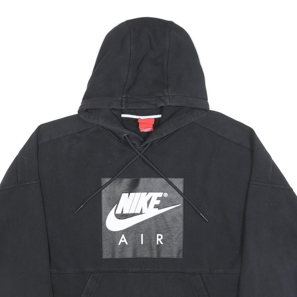NIKE Womens Black Cotton Blend Hoodie S Nike Air Logo Pullover Hoodie