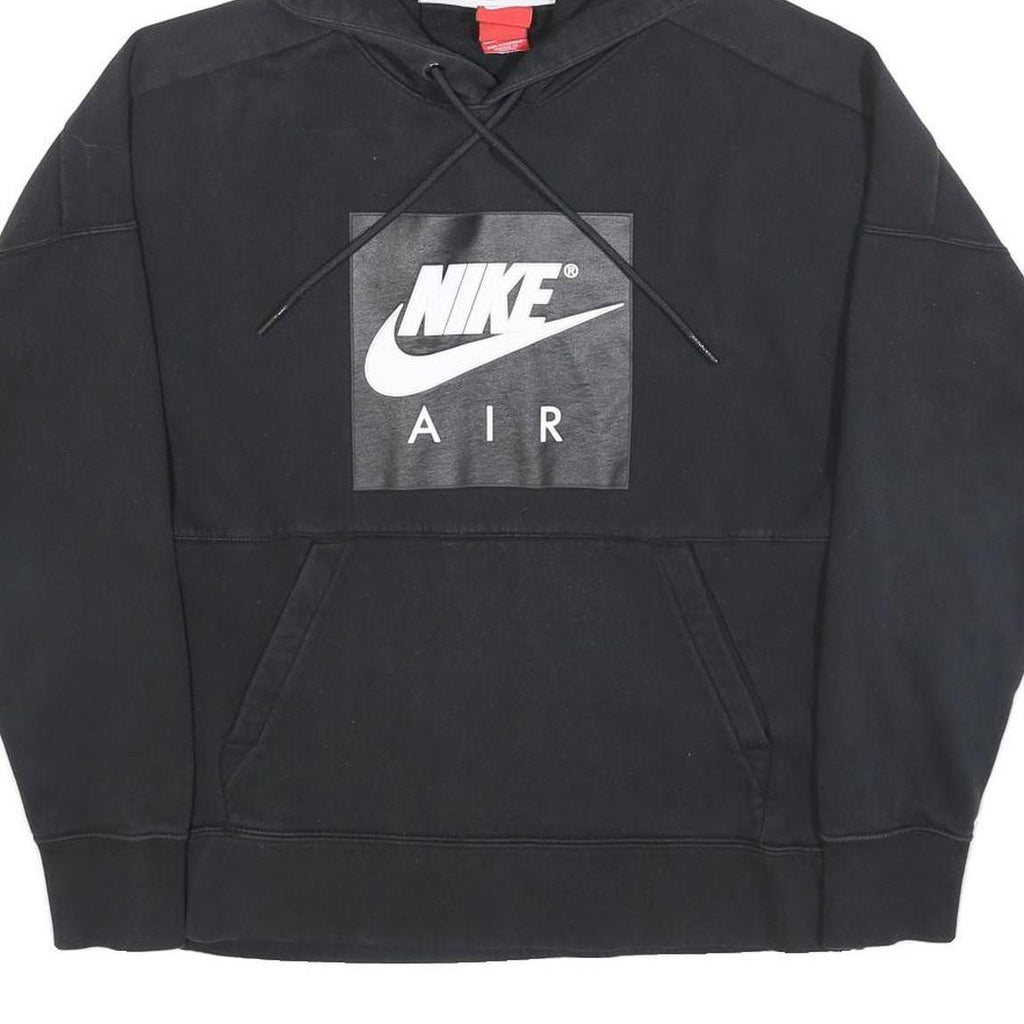 NIKE Womens Black Cotton Blend Hoodie S Nike Air Logo Pullover Hoodie