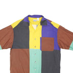 PAUL SMITH Mens Yellow Brown Blue Colourblock Shirt M Cotton Blend Relaxed Fit