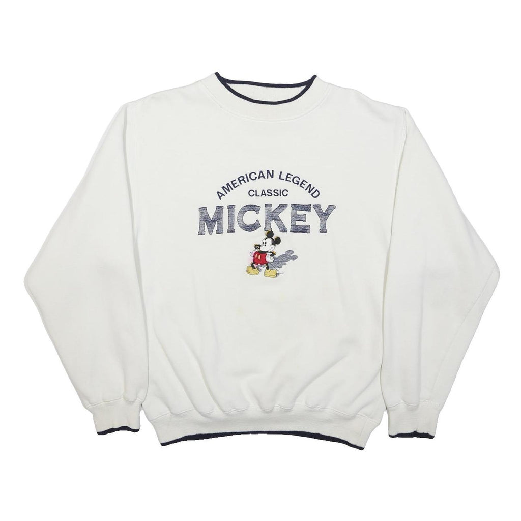 DISNEY Mens White Classic Mickey Crew Neck L Sweatshirt Printed Pullover