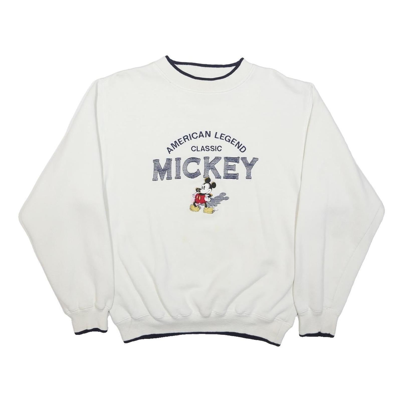 DISNEY Mens White Classic Mickey Crew Neck L Sweatshirt Printed Pullover