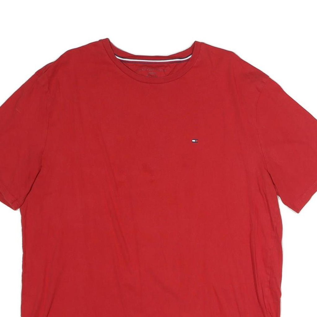 TOMMY HILFIGER Mens Red Crew Neck Short Sleeve T-Shirt XL Cotton Slim Fit