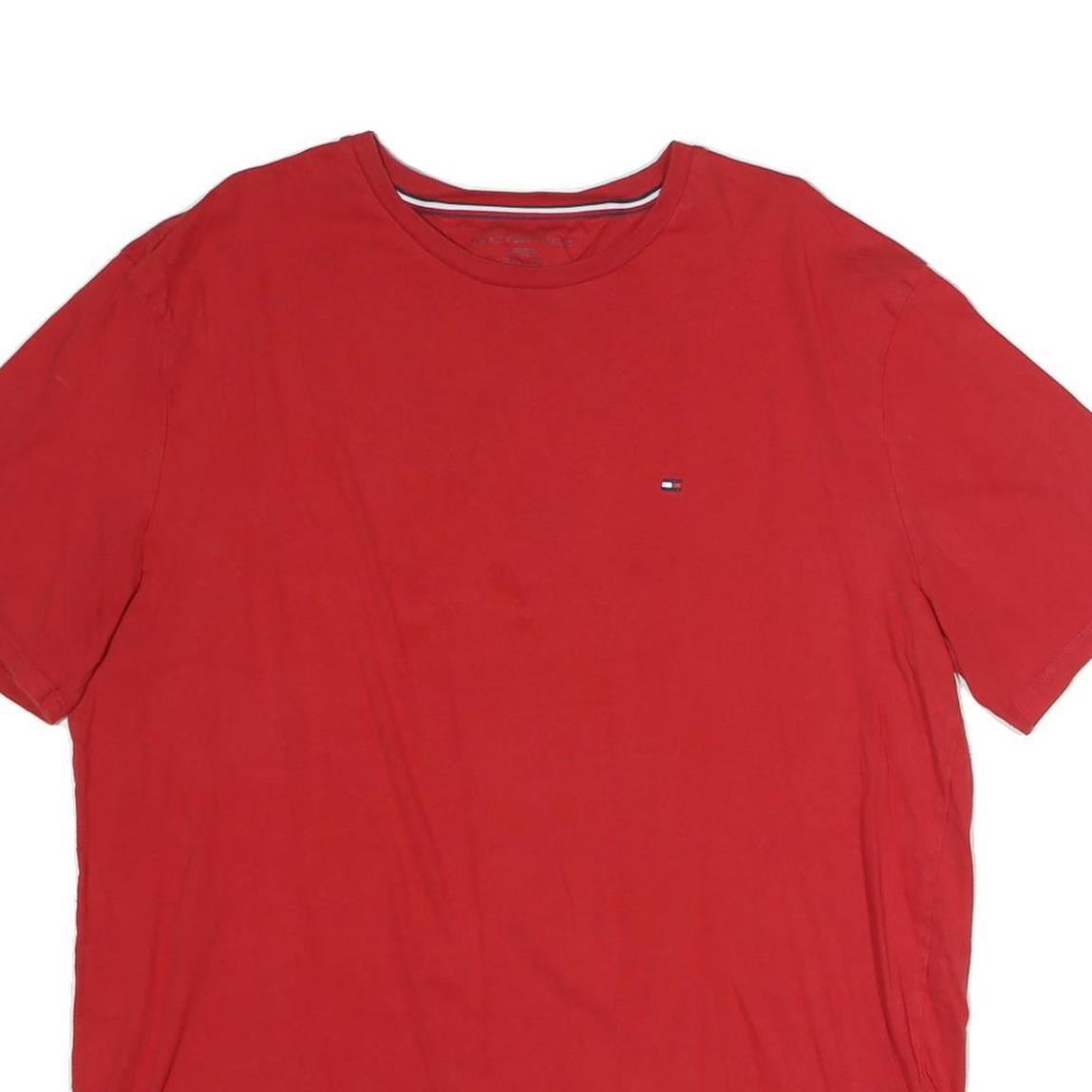 TOMMY HILFIGER Mens Red Crew Neck Short Sleeve T-Shirt XL Cotton Slim Fit