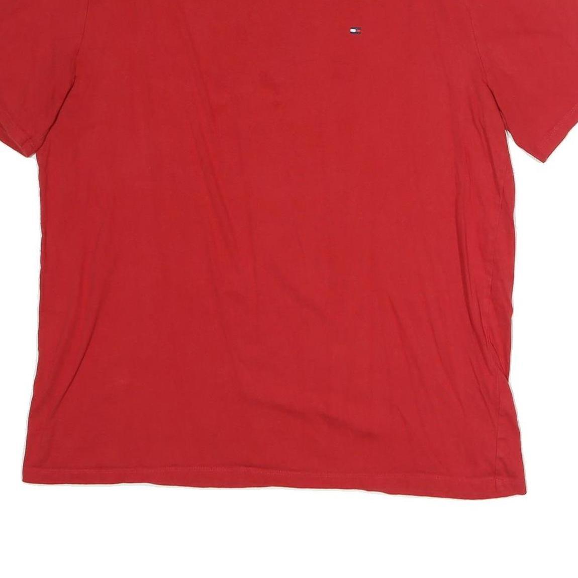 TOMMY HILFIGER Mens Red Crew Neck Short Sleeve T-Shirt XL Cotton Slim Fit