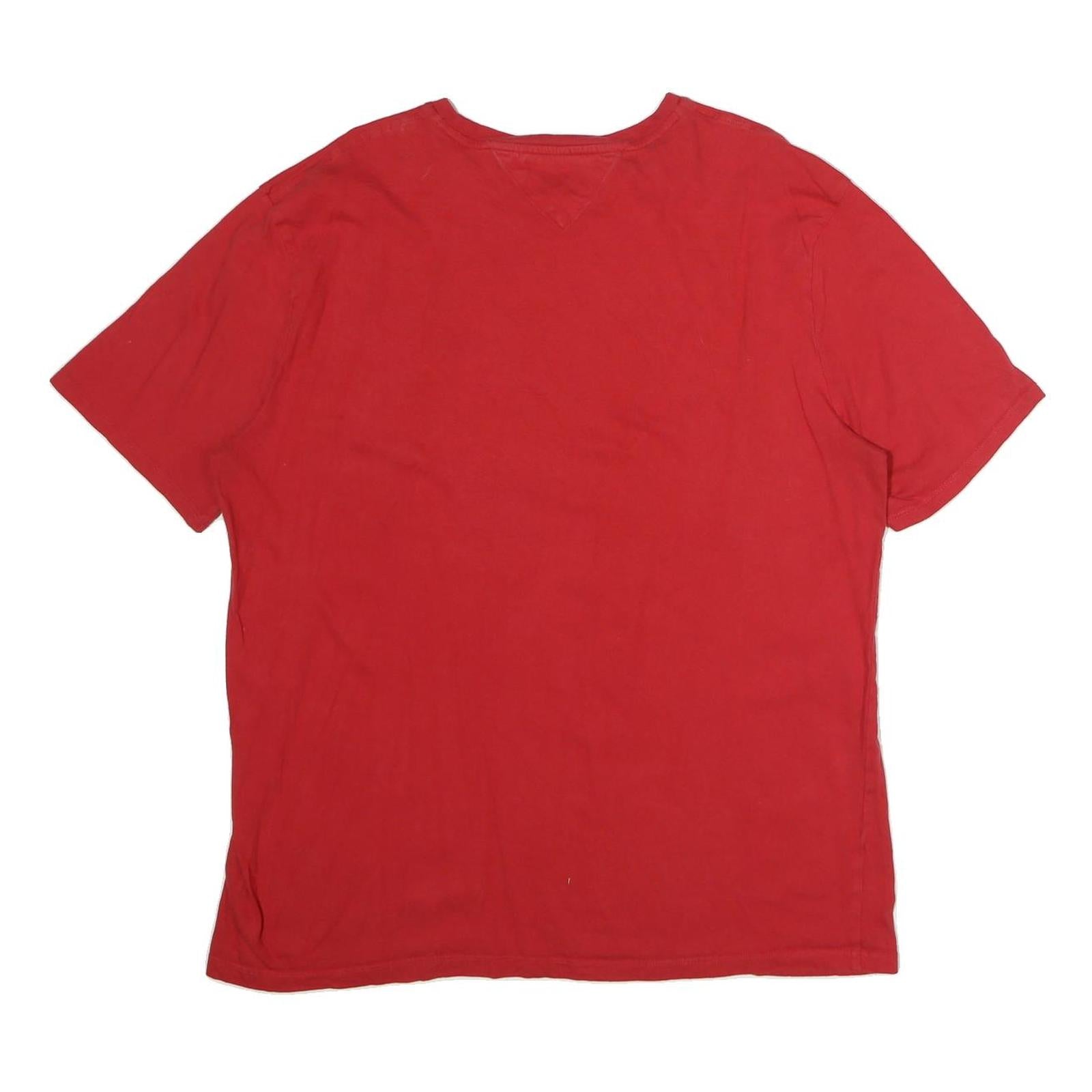 TOMMY HILFIGER Mens Red Crew Neck Short Sleeve T-Shirt XL Cotton Slim Fit