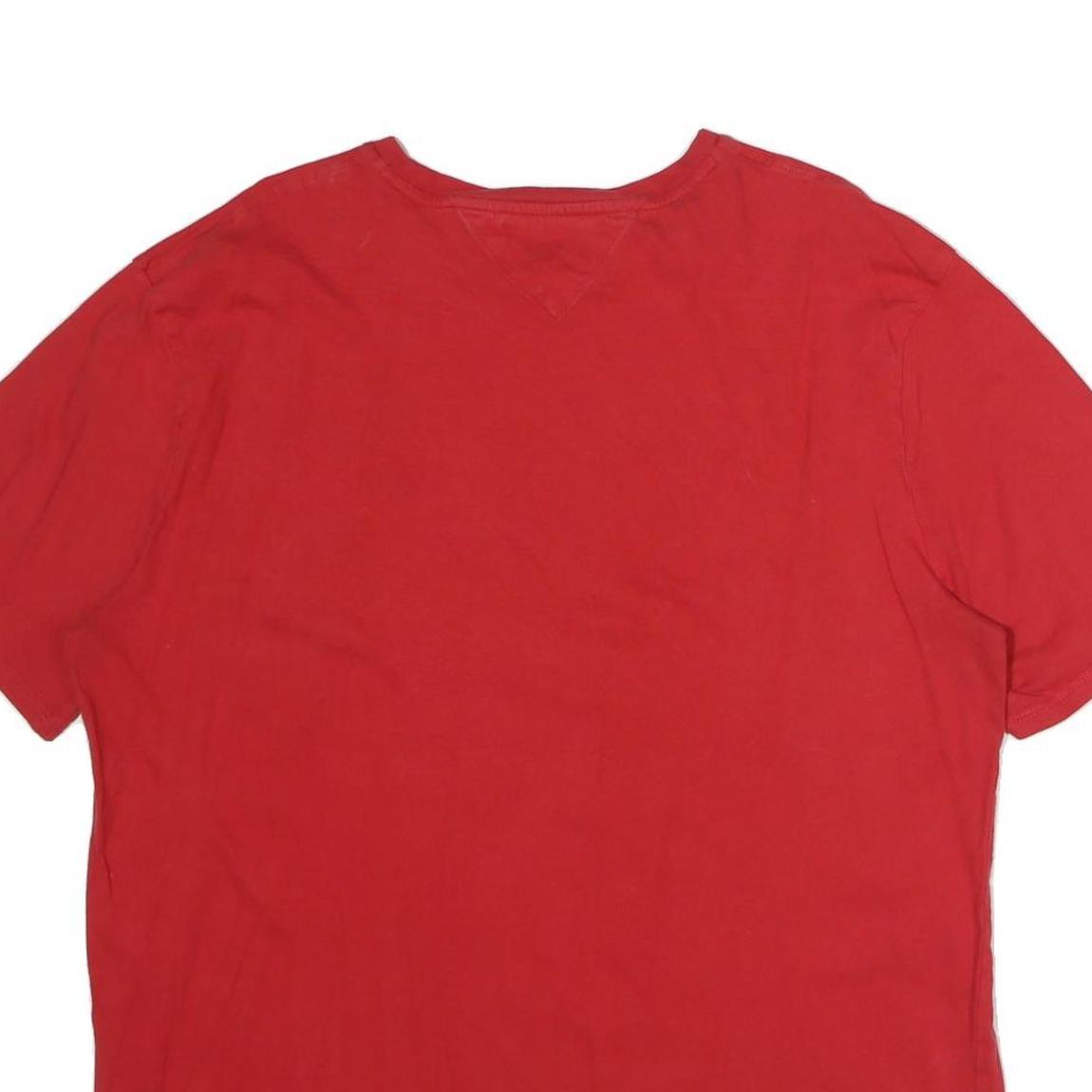 TOMMY HILFIGER Mens Red Crew Neck Short Sleeve T-Shirt XL Cotton Slim Fit