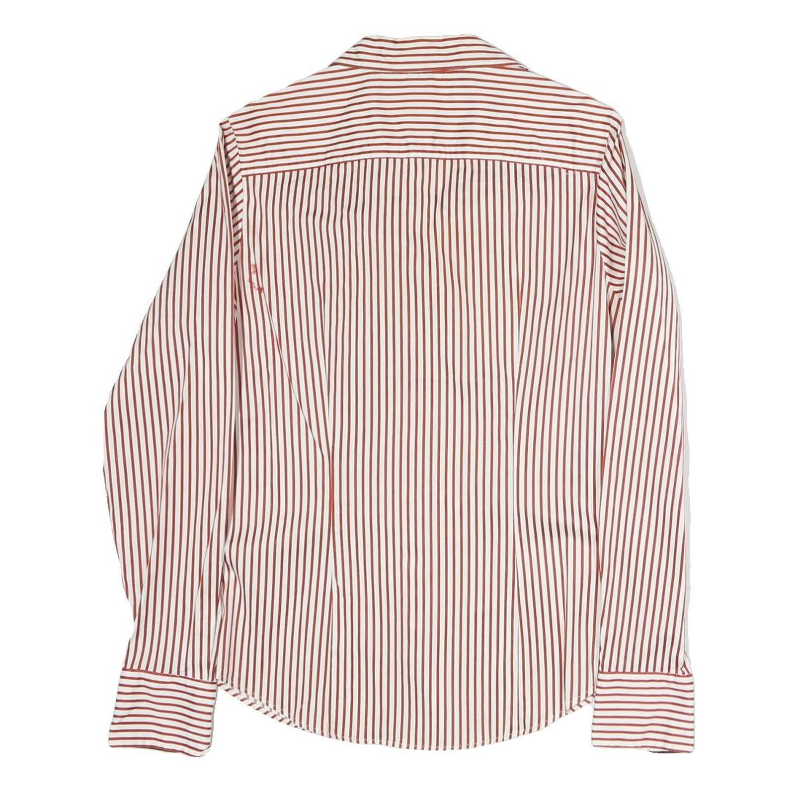 TOMMY HILFIGER Womens Red & White Striped Shirt S Button Cotton Classic Fit