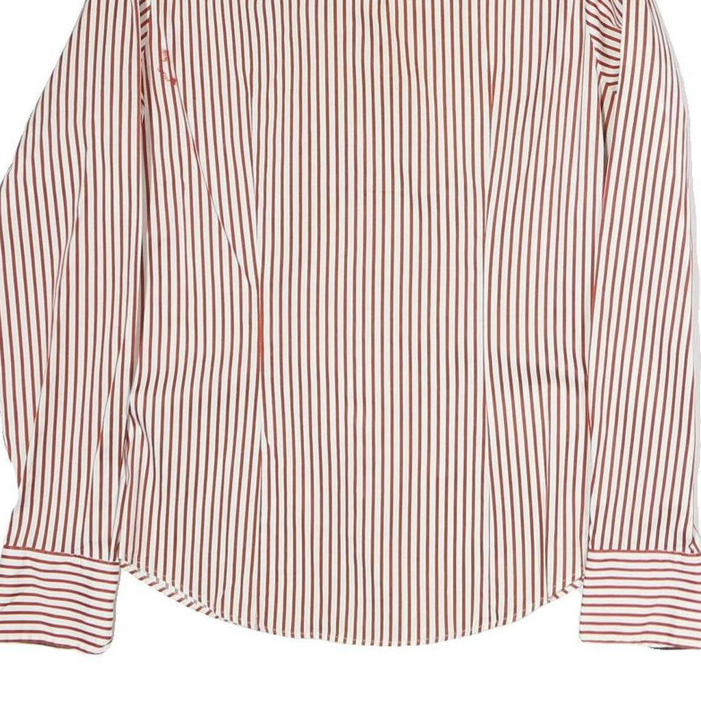 TOMMY HILFIGER Womens Red & White Striped Shirt S Button Cotton Classic Fit