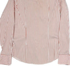 TOMMY HILFIGER Womens Red & White Striped Shirt S Button Cotton Classic Fit
