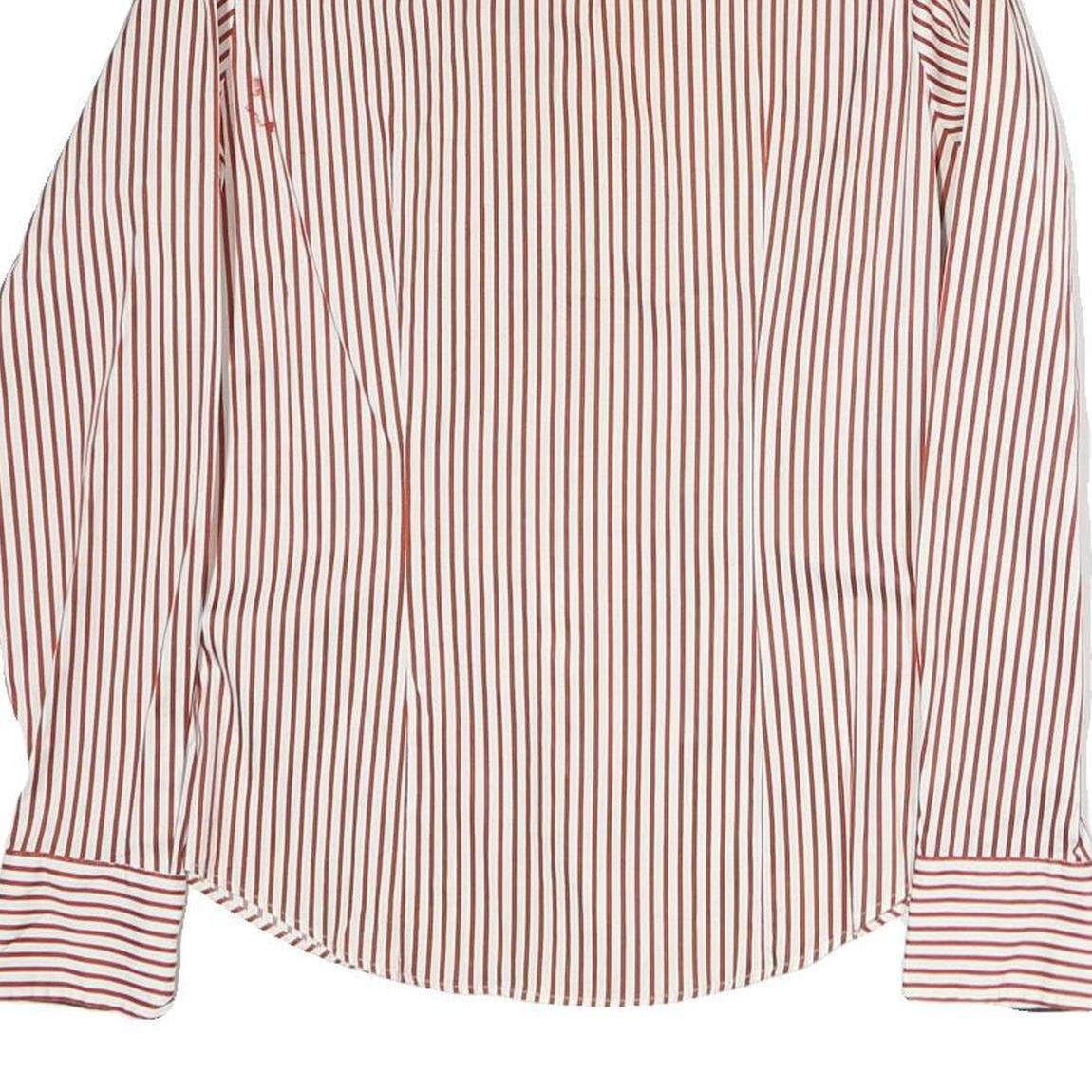 TOMMY HILFIGER Womens Red & White Striped Shirt S Button Cotton Classic Fit