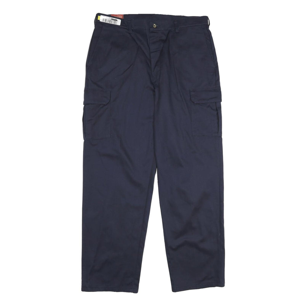 RED KAP Mens Polyester Blend Navy Blue Regular Cargo Trousers W36 L32 Workwear