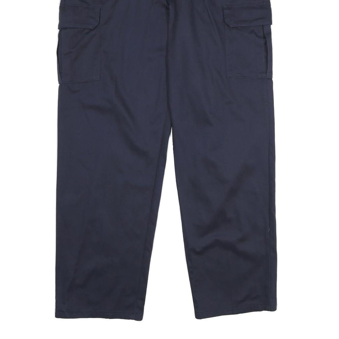 RED KAP Mens Polyester Blend Navy Blue Regular Cargo Trousers W36 L32 Workwear