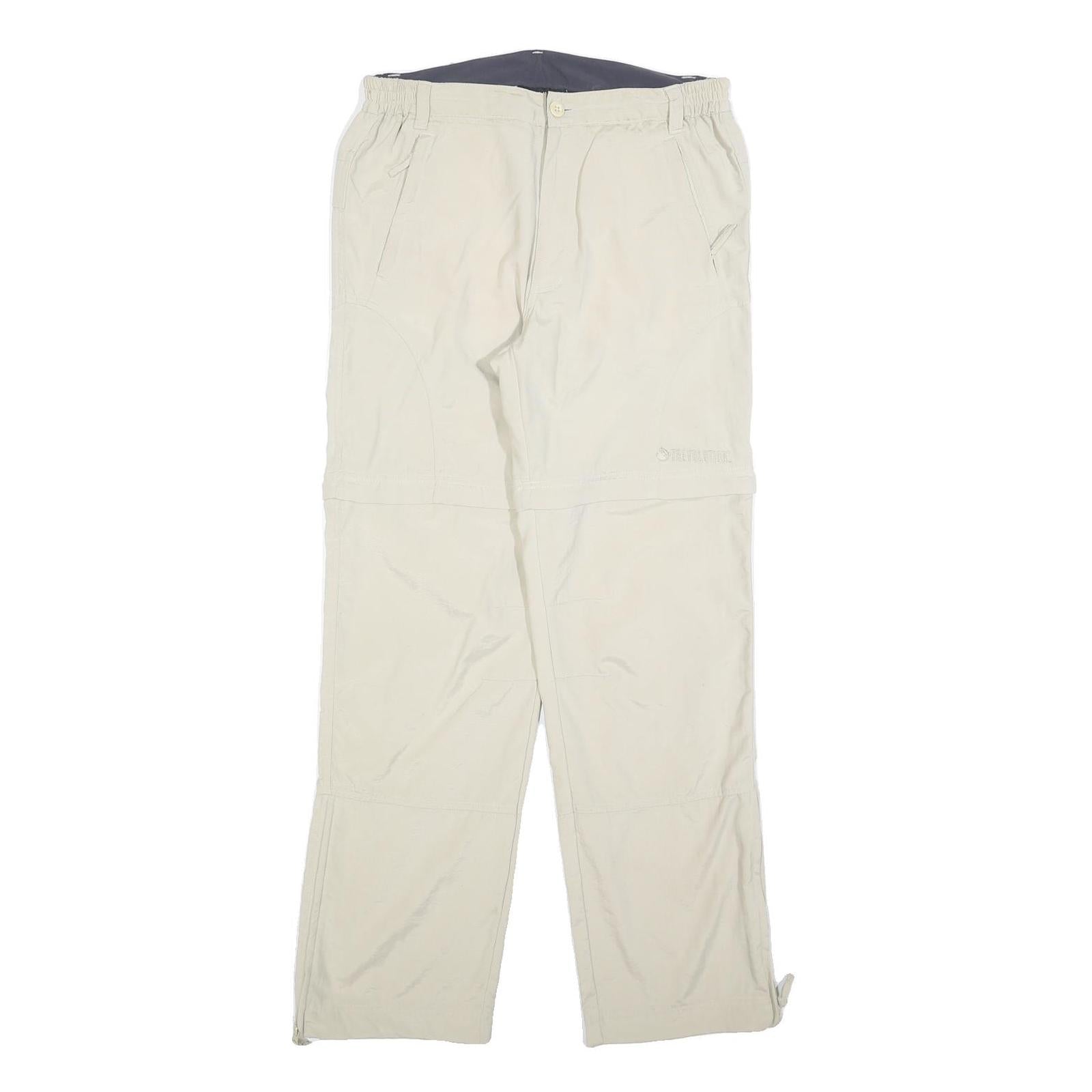 TREVOLUTION Mens Regular Beige Polyester Blend Zip Trousers W30 L32 Casual