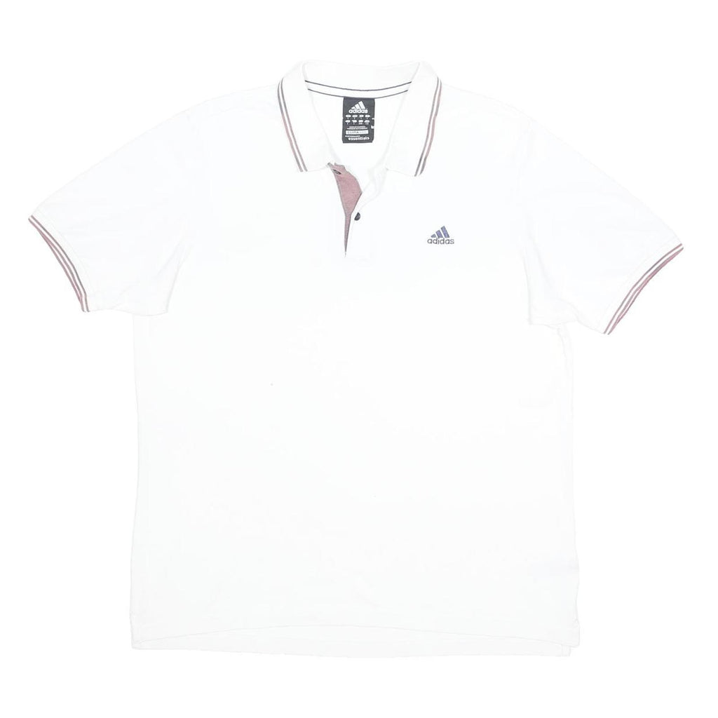ADIDAS Mens White Polo Shirt Climalite Essentials Short Sleeve L Cotton Blend