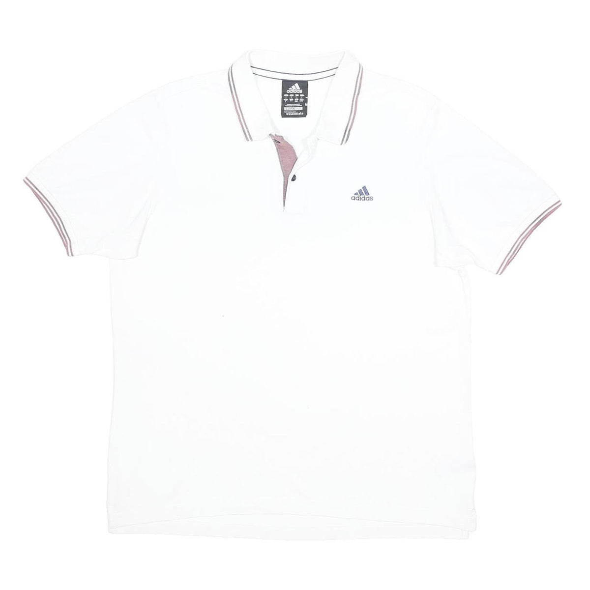 ADIDAS Mens White Polo Shirt Climalite Essentials Short Sleeve L Cotton Blend