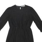 OASIS Womens Black Fit & Flare Cotton Blend Mini Dress Lace Detail Long Sleeve L