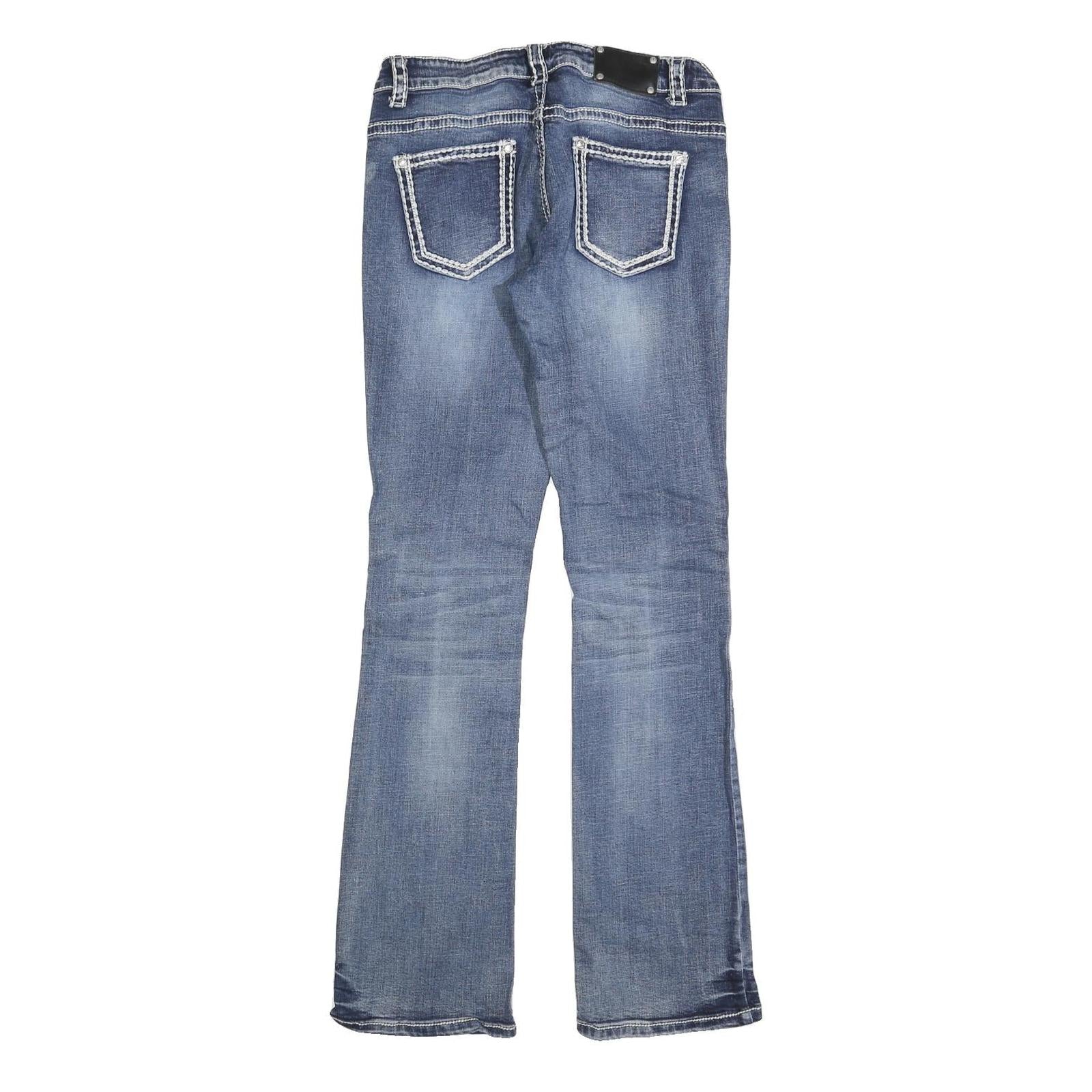 LIVE HARD Womens Slim Blue Denim Light Wash Jeans W30 L32 Stylish Contrast