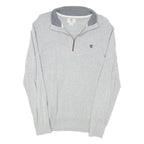 TIMBERLAND Mens Grey Pullover Plain Crew Neck Basic Knit Jumper M Casual Comfort