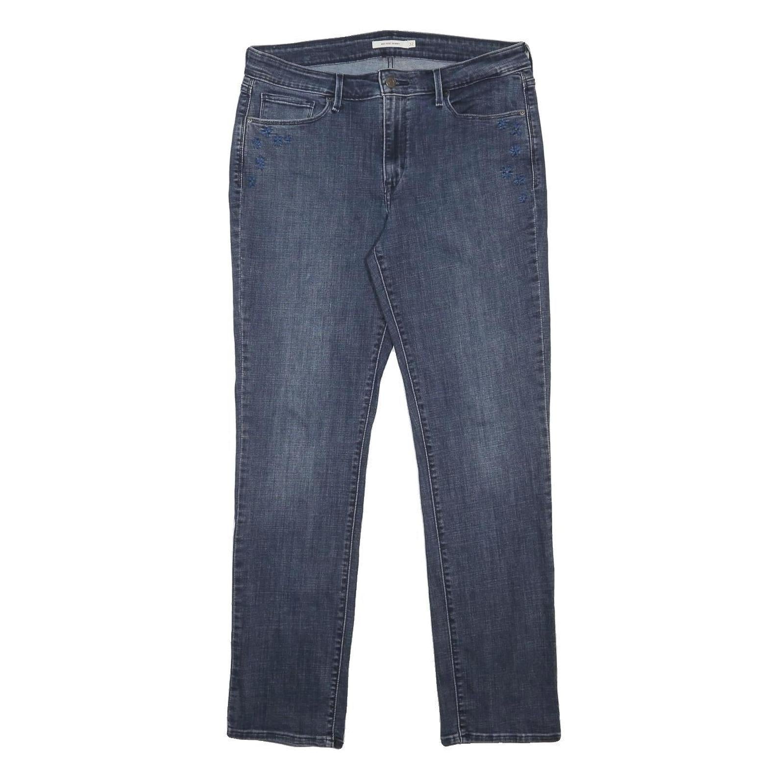 LEVI'S Womens Slim Blue Denim Cotton Blend Slim Jeans W32 L32 Stylish Zip