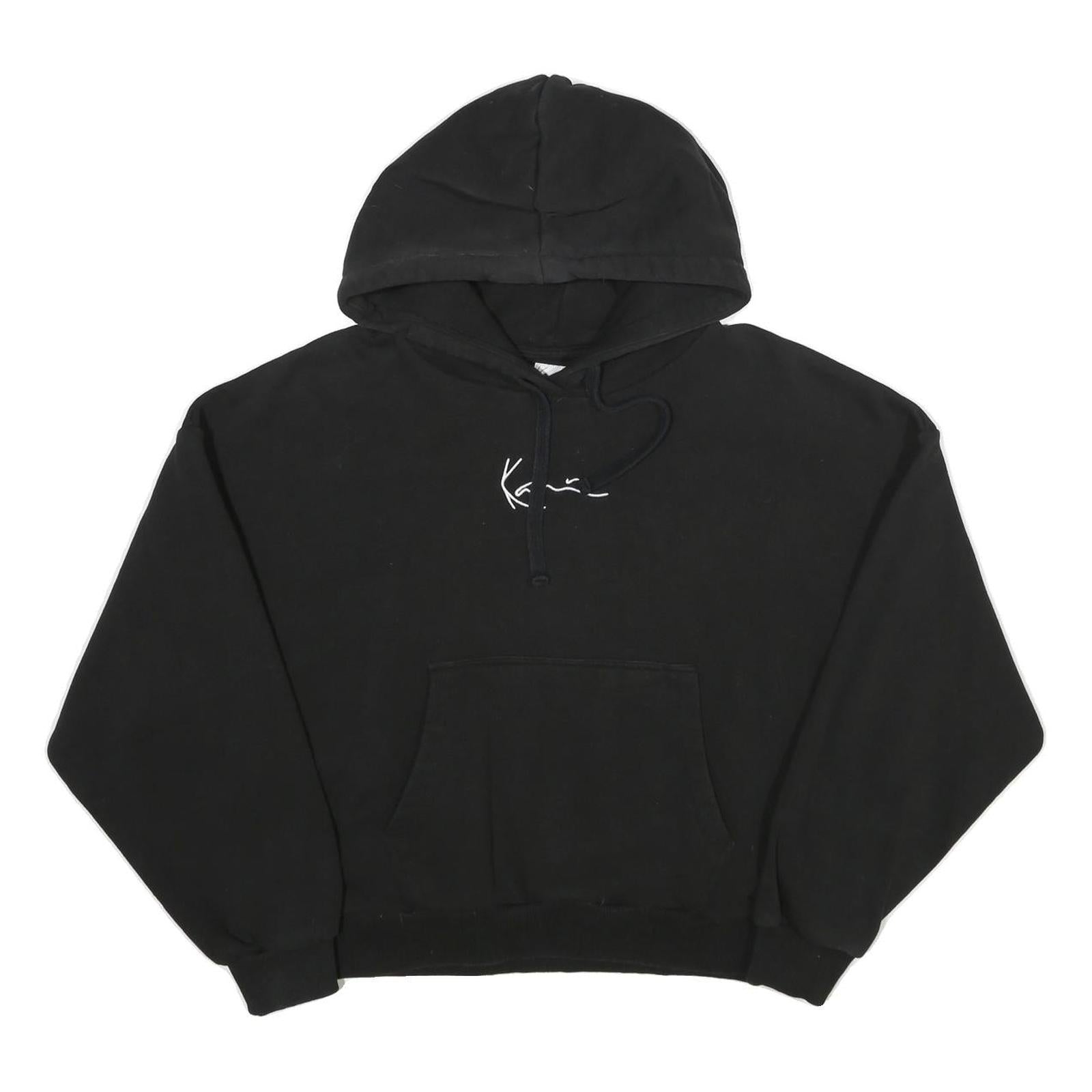 KARL KANI Womens Black Hoodie S Cotton Blend Pullover Drawstring Sweatshirt