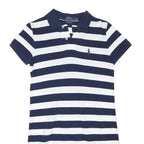 POLO RALPH LAUREN Womens Navy & White Striped Polo Dress Cotton Blend Short