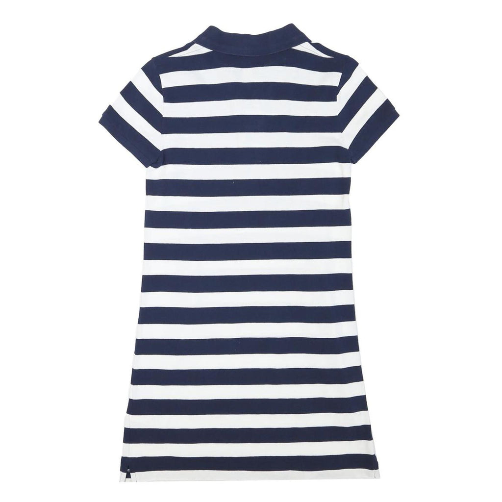 POLO RALPH LAUREN Womens Navy & White Striped Polo Dress Cotton Blend Short