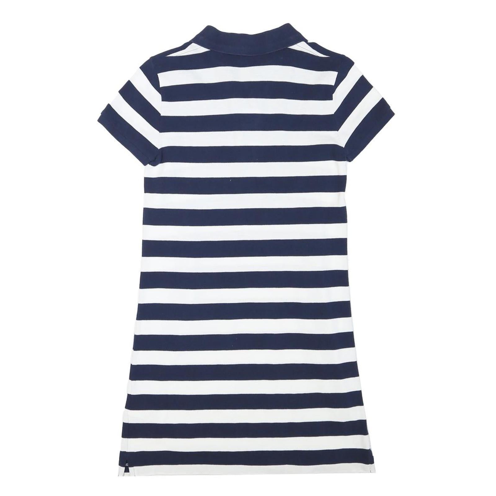 POLO RALPH LAUREN Womens Navy & White Striped Polo Dress Cotton Blend Short