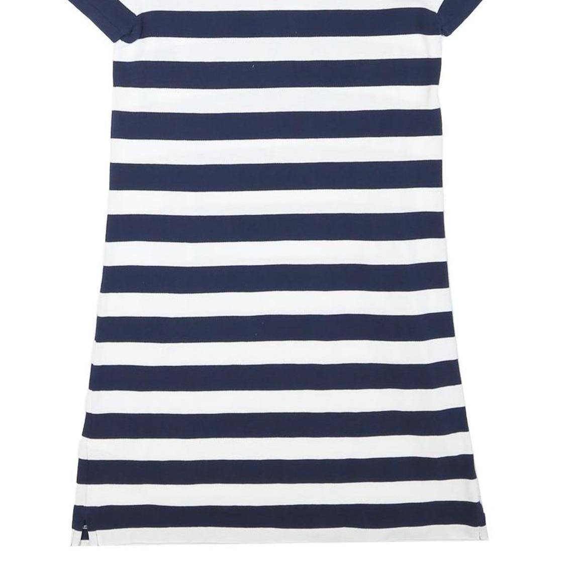 POLO RALPH LAUREN Womens Navy & White Striped Polo Dress Cotton Blend Short