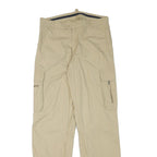 COLONIAL Mens Regular Beige Cargo Trousers W32 L33 Polyester Blend Zip Pockets