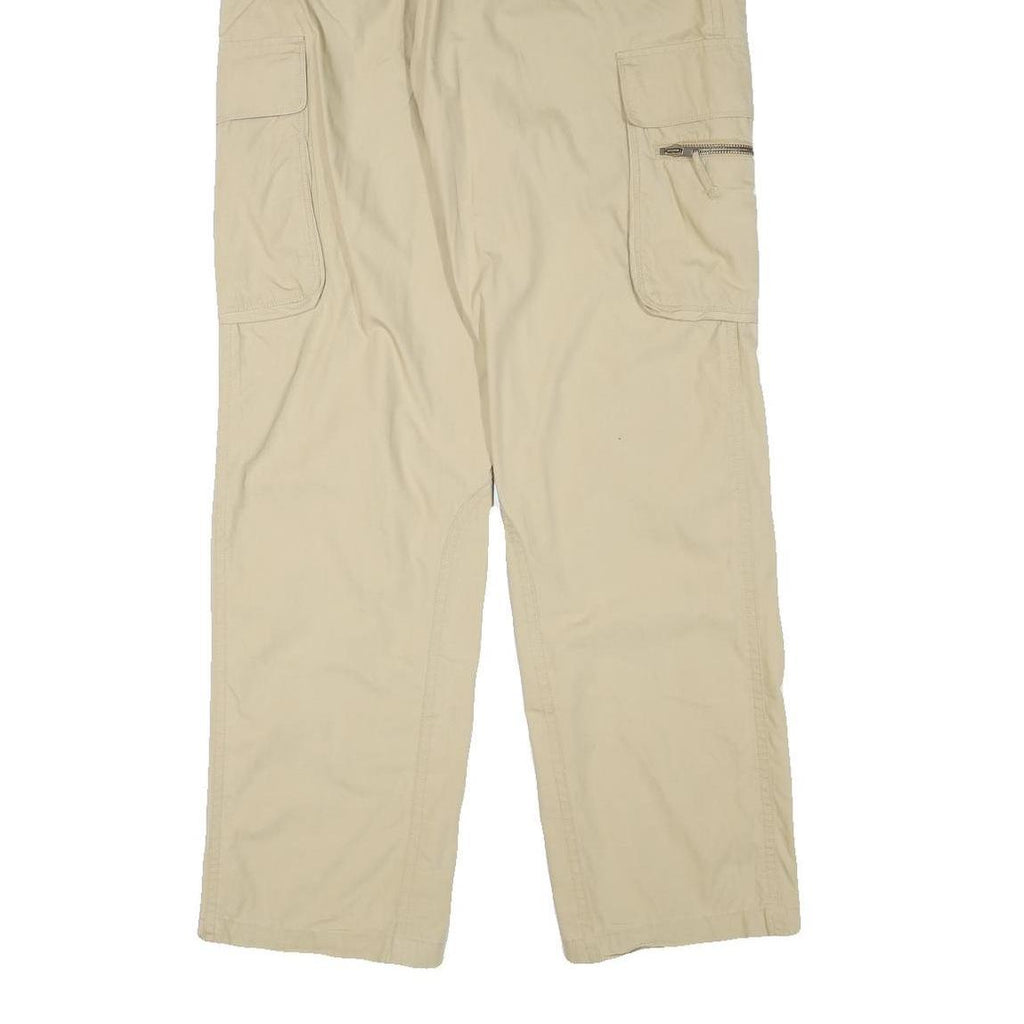 COLONIAL Mens Regular Beige Cargo Trousers W32 L33 Polyester Blend Zip Pockets
