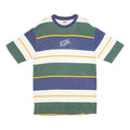 GUESS Mens Green & Blue Striped Graphic T-Shirt S Short Sleeve Crew Neck