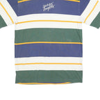 GUESS Mens Green & Blue Striped Graphic T-Shirt S Short Sleeve Crew Neck