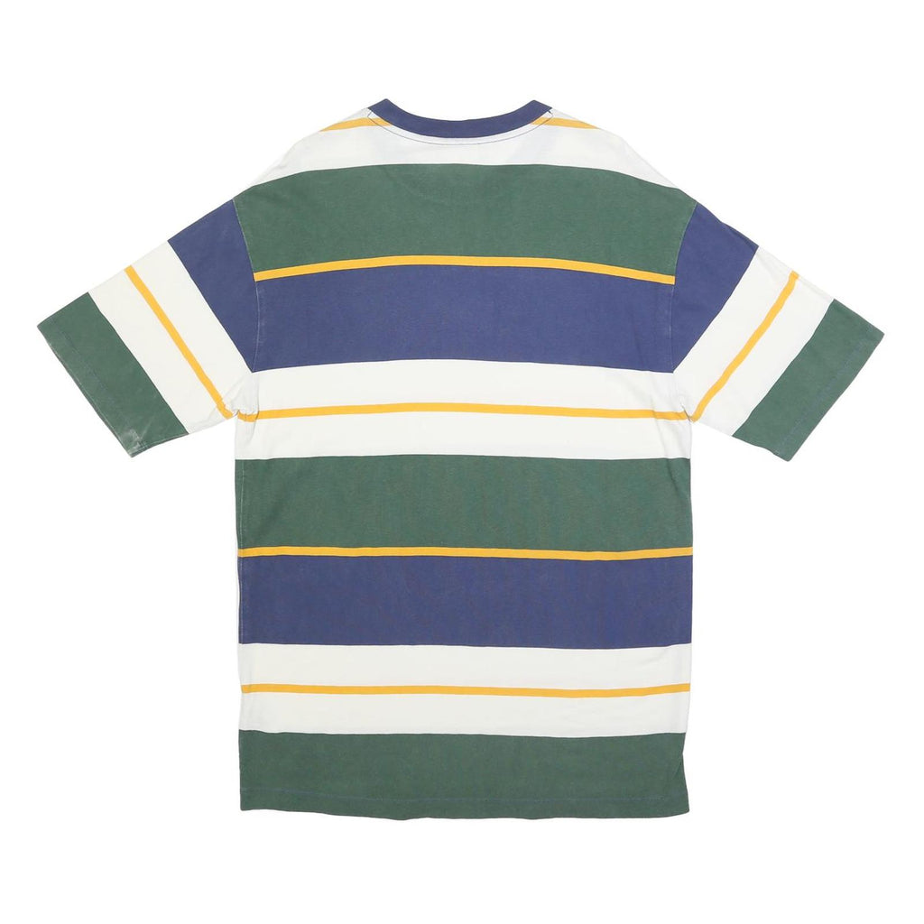 GUESS Mens Green & Blue Striped Graphic T-Shirt S Short Sleeve Crew Neck