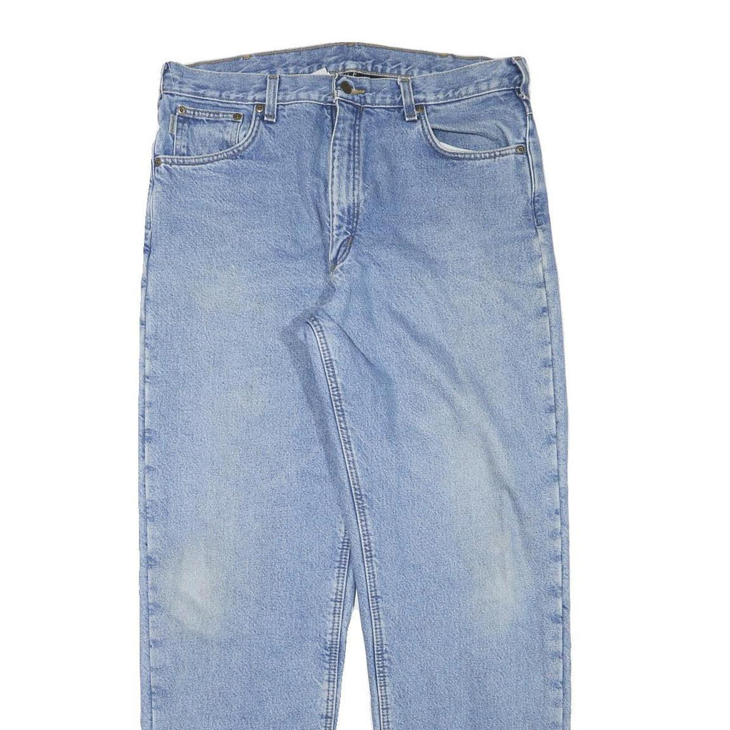 CARHARTT Mens Blue Regular Fit Straight Leg Denim Light W35 L33 Zip Lined Jeans