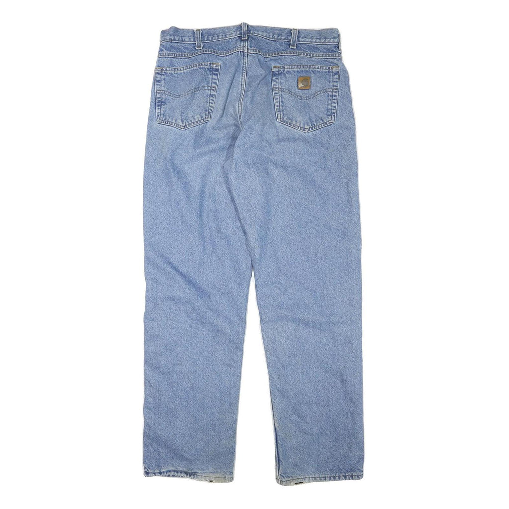 CARHARTT Mens Blue Regular Fit Straight Leg Denim Light W35 L33 Zip Lined Jeans