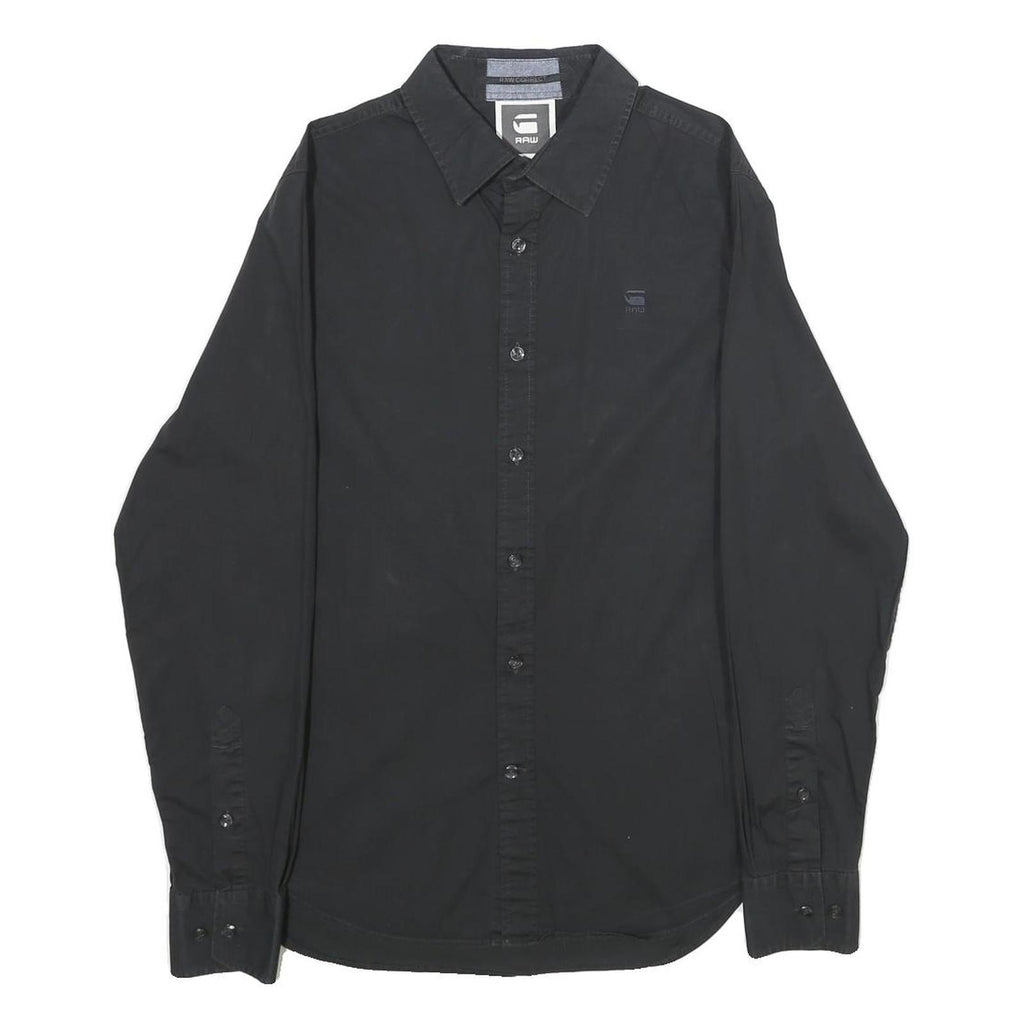 G-STAR Mens Black Shirt L Cotton Blend Button Down Casual Classic