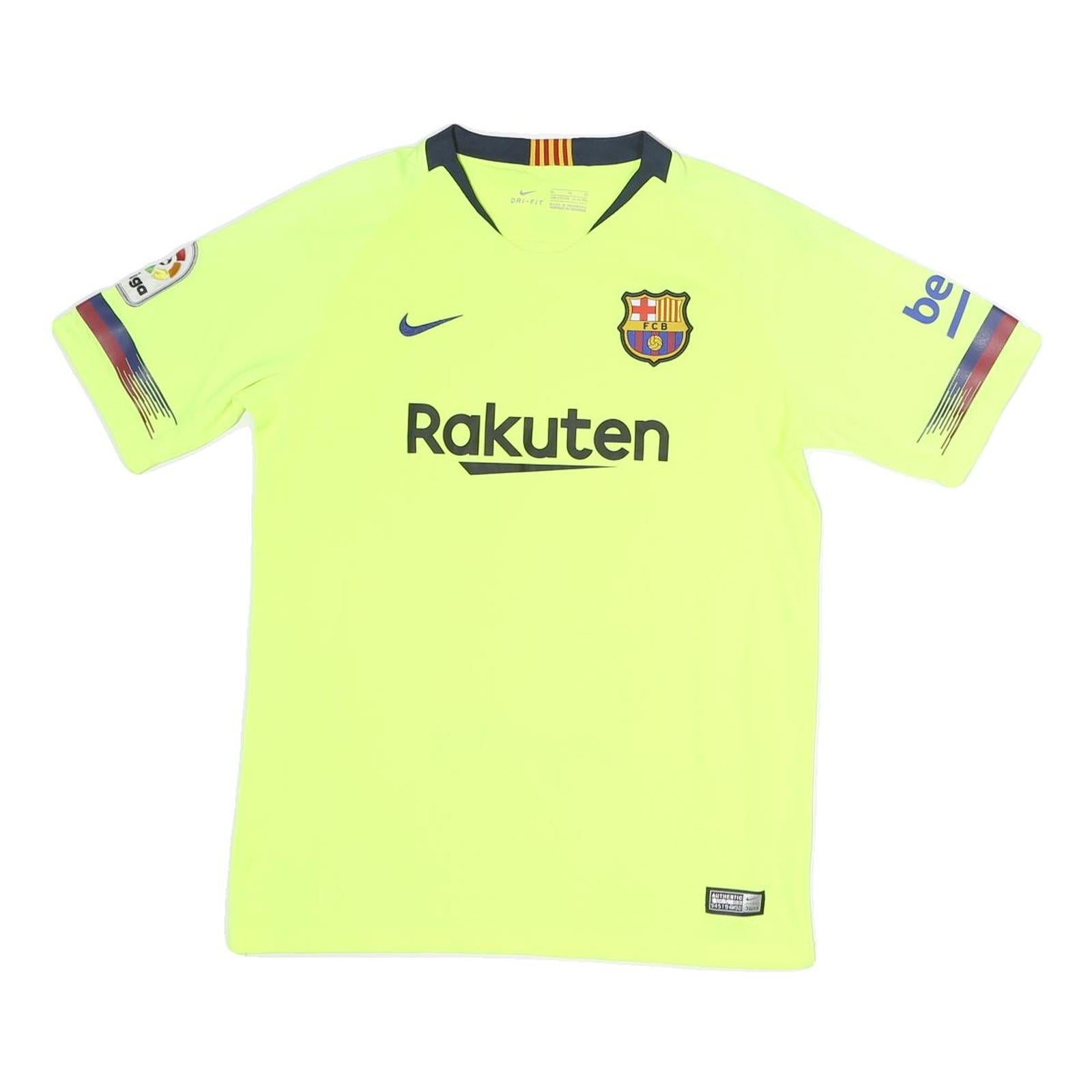 NIKE Mens Yellow FC Barcelona Football Shirt XL Short Sleeve V-Neck LaLiga