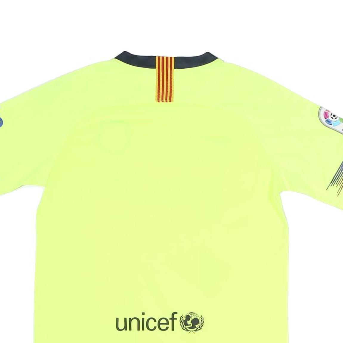 NIKE Mens Yellow FC Barcelona Football Shirt XL Short Sleeve V-Neck LaLiga