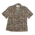 WORTHINGTON Womens Brown & Cream Printed Shirt Short Sleeve Collared M Polyester